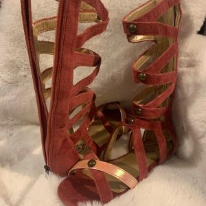 Maroon Girls Gladiator Sandals